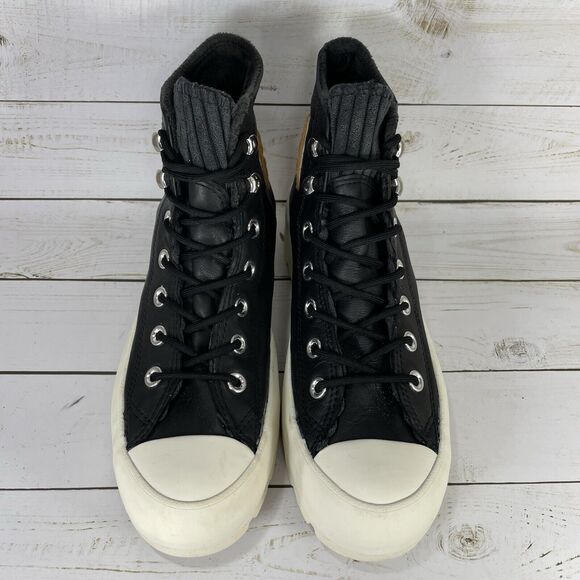 Converse Chuck Taylor All Star Lugged Womens Size 6 Black Leather Chunky - Picture 4 of 11
